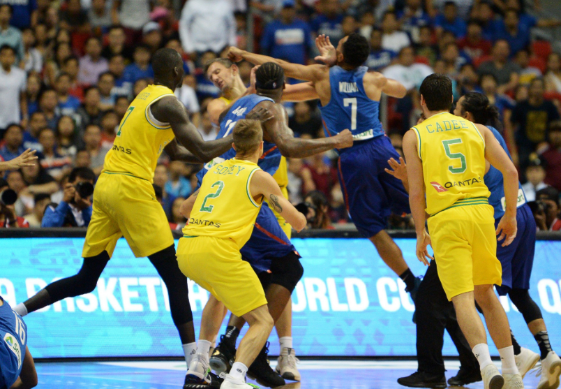 A spectacular fight erupted in a basketball World Cup qualifier between Australia and The Philippines in Manila last week ©Getty Images