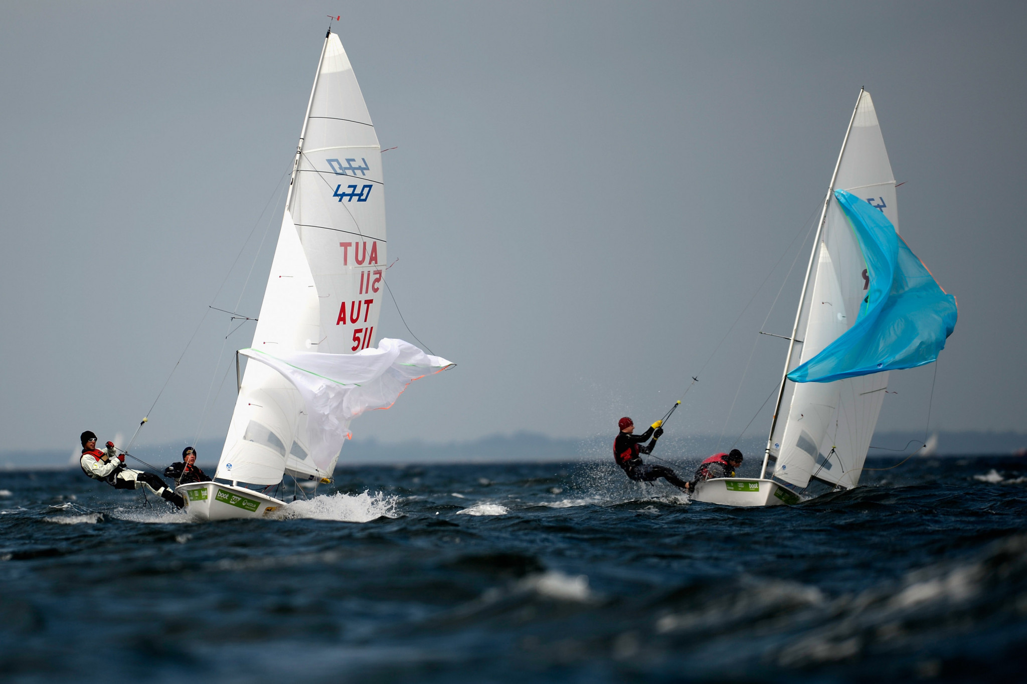 Benjamin Bildstein and David Hussl, left, pictured competing in a prior race, are the current 49er leaders ©Getty Images