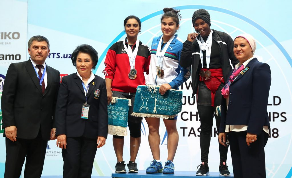 Uzbekistan's Kumushkhon Fayzullaeva delighted the home crowd by winning the women’s 63 kilograms title at the IWF Junior World Championships in Tashkent today ©IWF