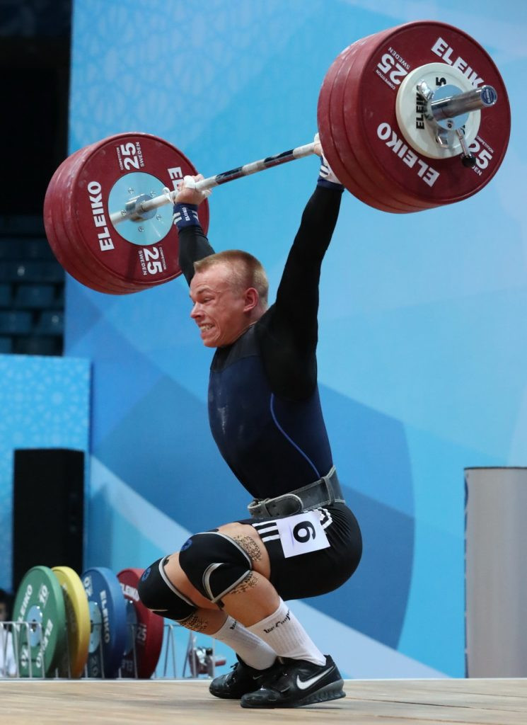 Latvia’s Ritvars Suharevs triumphed in the men's 77kg event ©IWF
