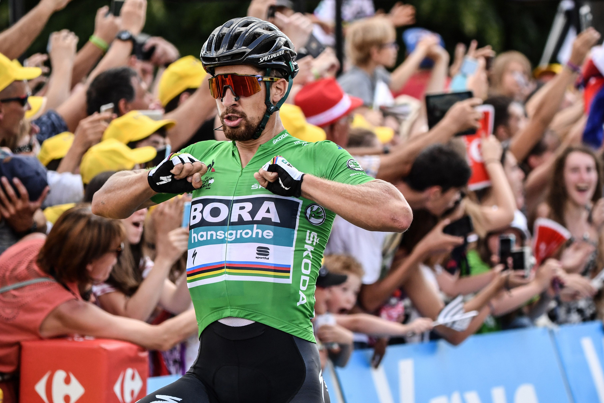 Peter Sagan celebrates victory today ©Getty Images