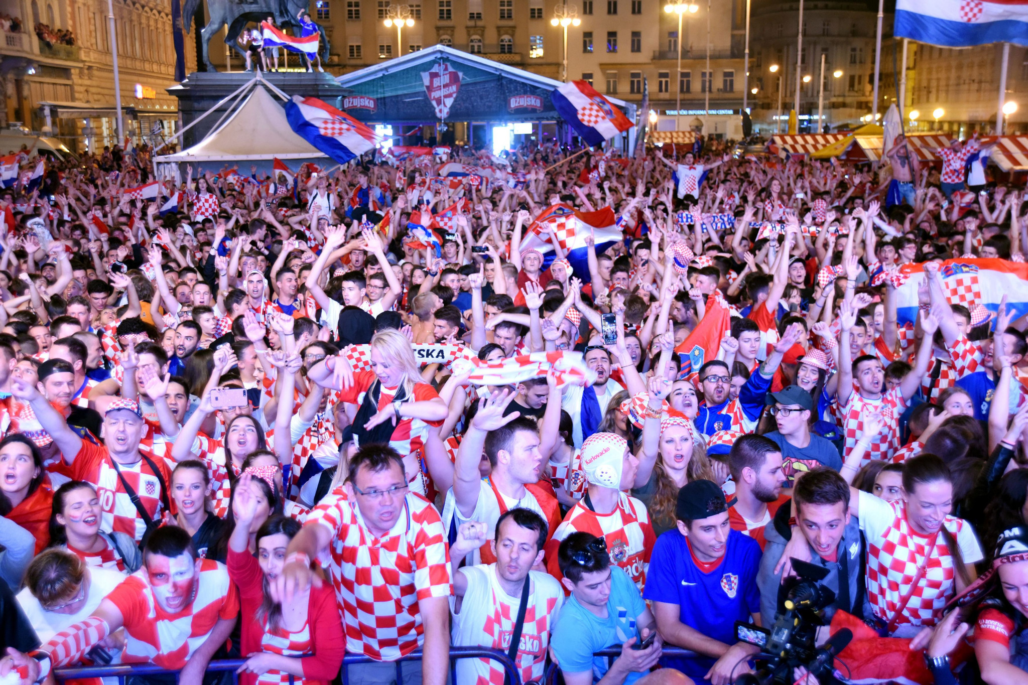 Croatia fans celebrate at a fansite in Zagreb ©Getty Images