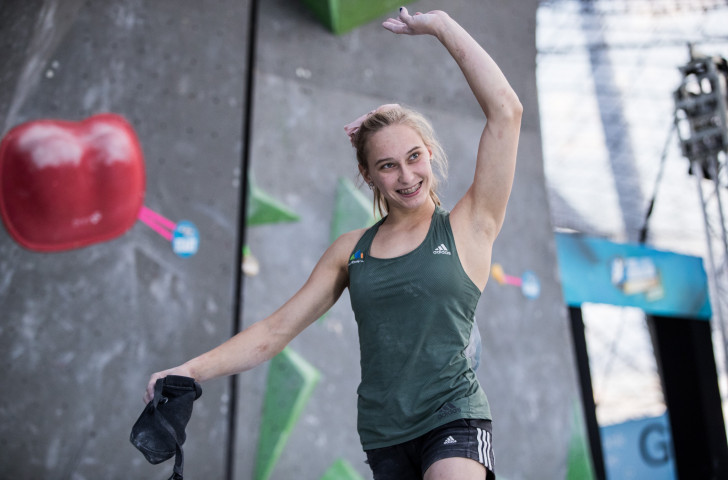 Slovenia's defending World Cup lead champion Janja Garnbret qualified top for tomorrow's semi-finals at the IFSC World Cup in Chamonix ©Getty Images  