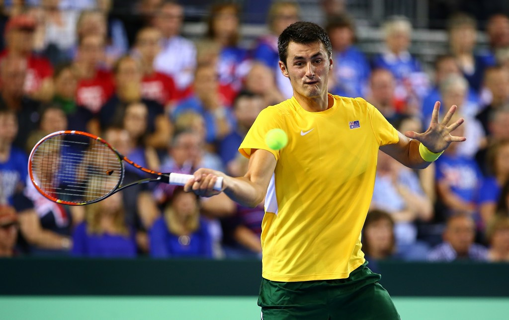 Australia's Bernard Tomic beat world number 300 Dan Evans to level Australia's clash with Britain at 1-1 ©Getty Images