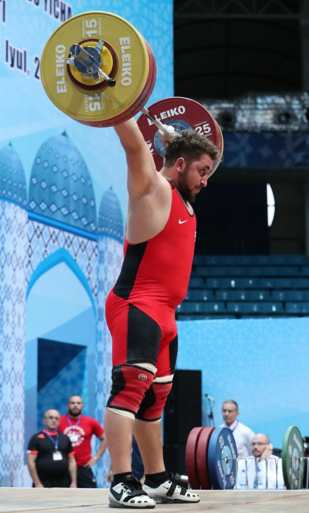Georgia's Irakli Chkheidze secured a clean sweep of the men's 105kg gold medals ©IWF