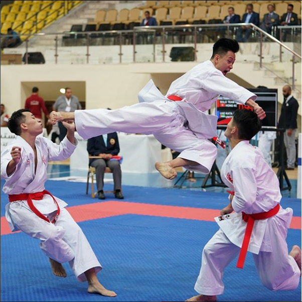 The men's team kata was one of 15 events in which medals were awarded today ©WKF/Instagram