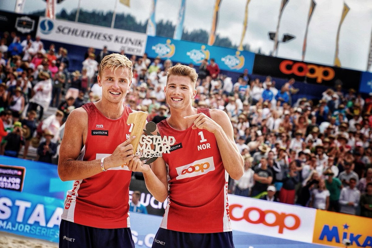 Norway's Anders Berntsen Mol and Christian Sandlie Sørum have become the youngest-ever duo to win a Beach Volleyball Major Series event ©Beach Volleyball Major Series/Twitter