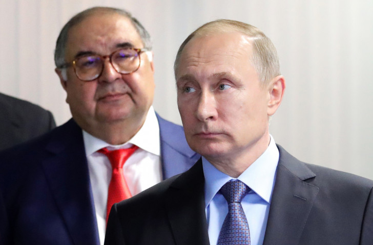 Alisher Usmanov and President Vladimir Putin pictured during a visit to a new Metalloinvest installation in Russia last year ©Getty Images  