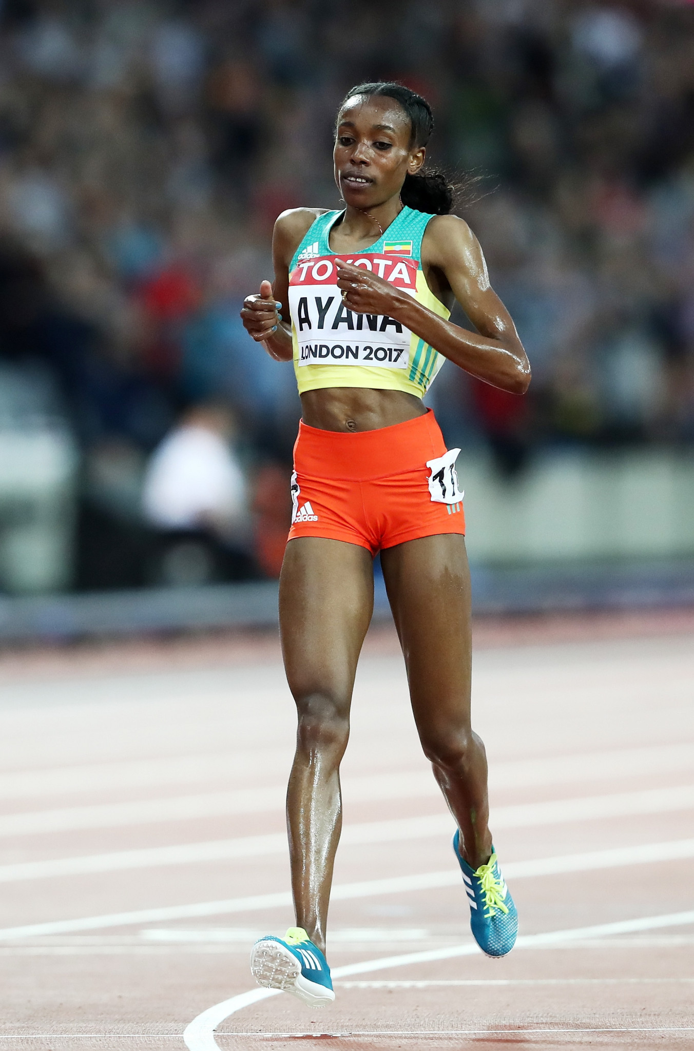 The data captured on Ethiopia's women's world 10,000m champion Almaz Ayana shows a difference of up to 20cm between the length of her strides from right to left ©Getty Images
