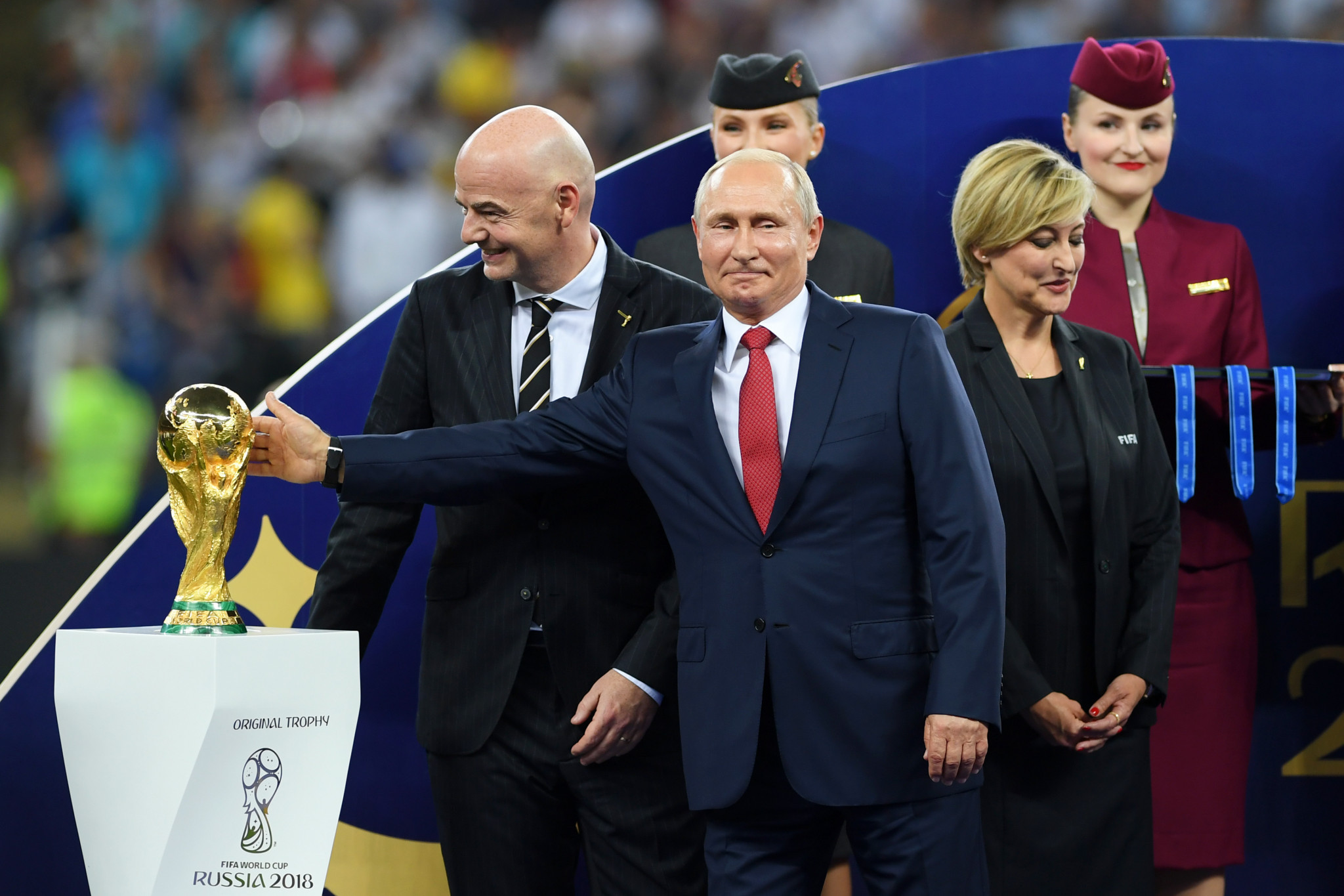 FIFA President Gianni Infantino, left, declared the World Cup in Russia as the 