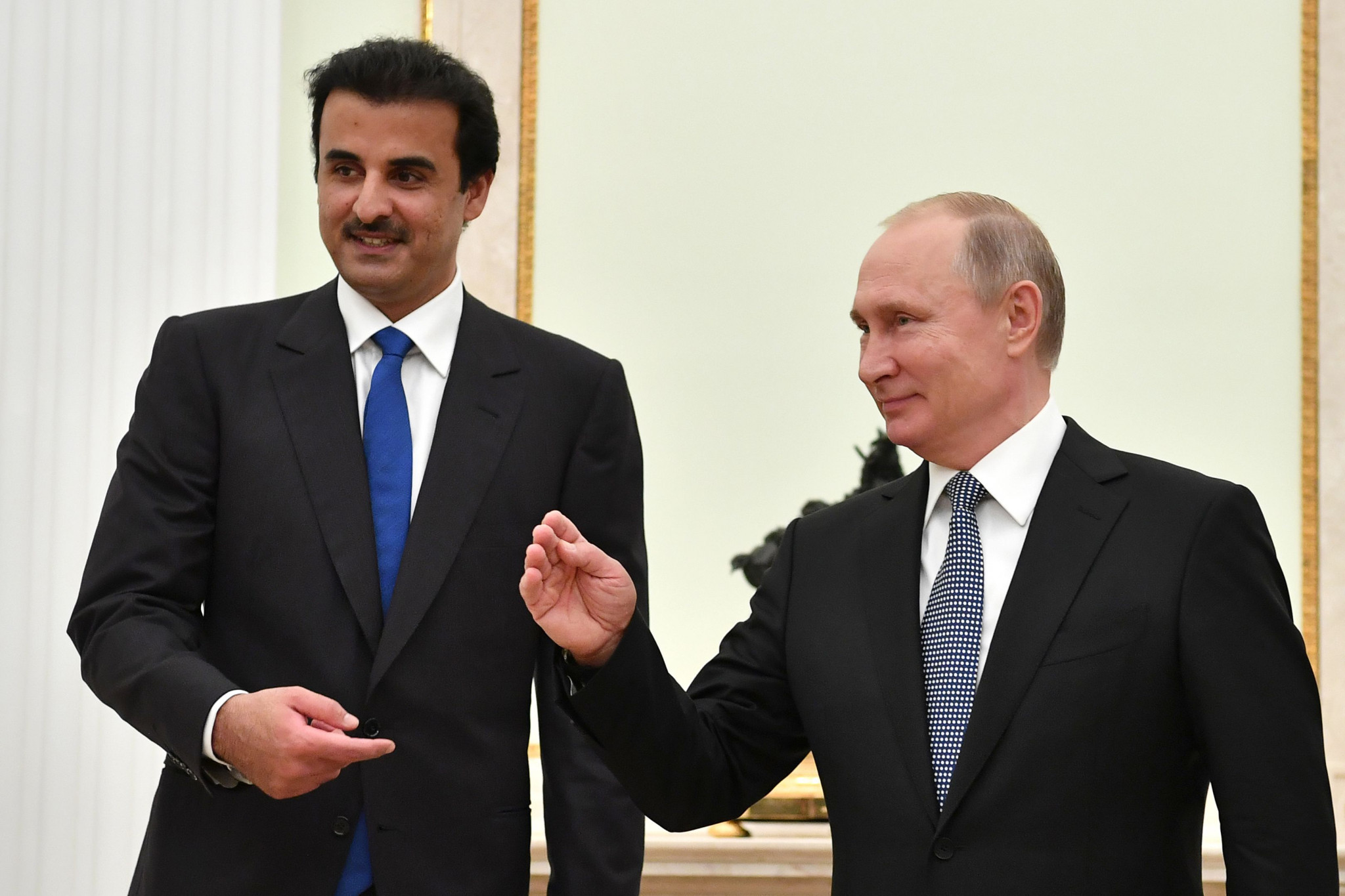The Emir of Qatar and Russian President Vladimir Putin took part in the handover ceremony ©Getty Images 