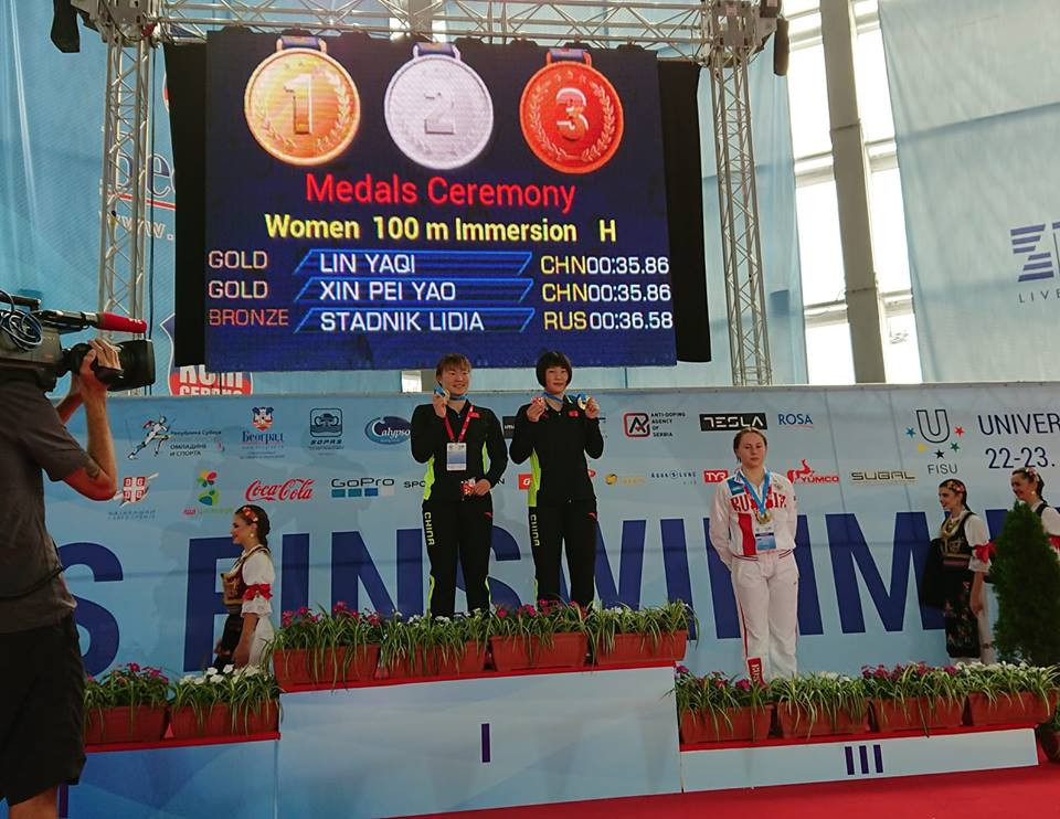 Chinese duo share gold medal after dramatic race at World Finswimming Championships