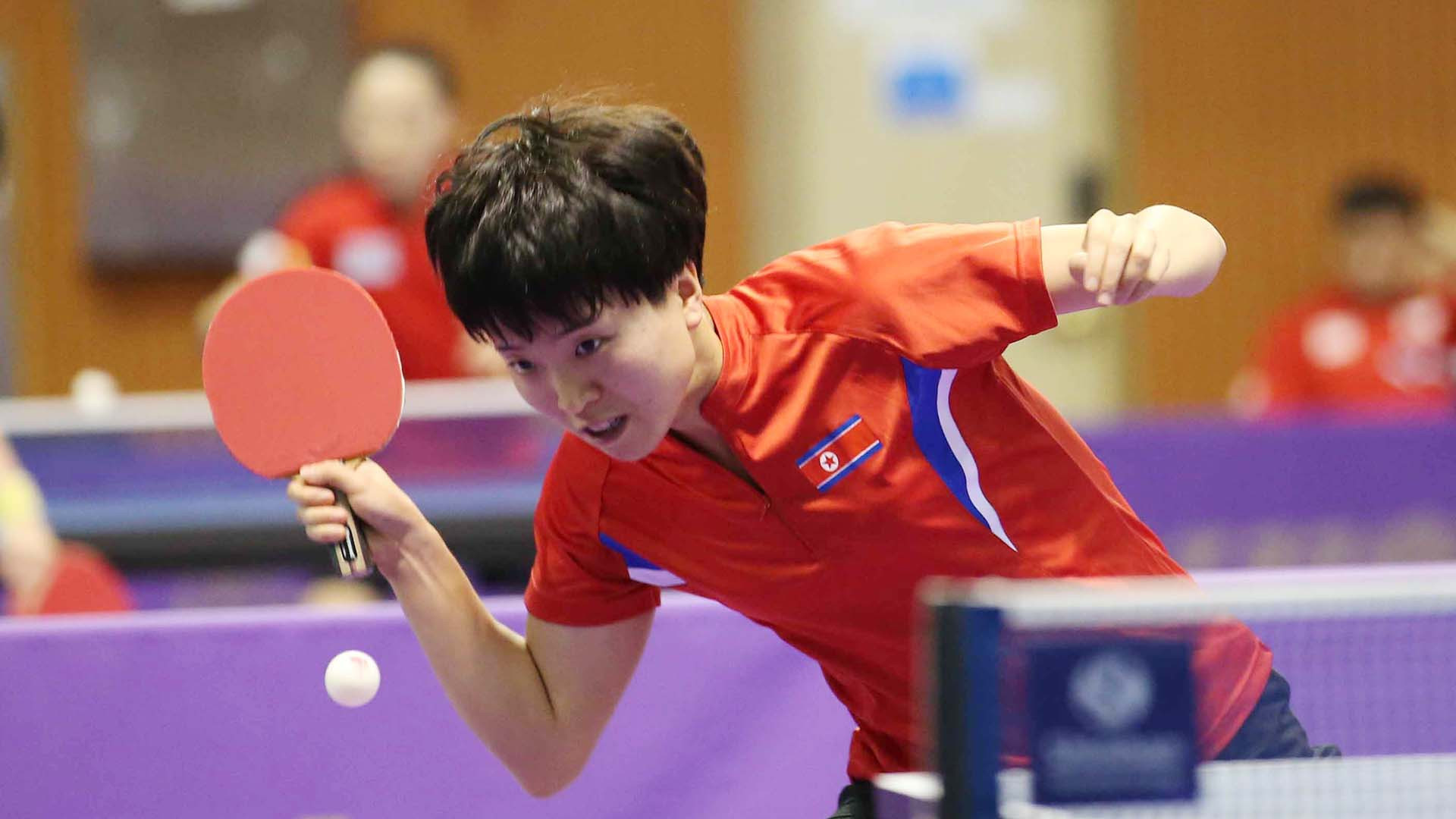 North Korea's Kim Song I won her women's doubles match today alongside Suh Hyon from the South ©An Sungho