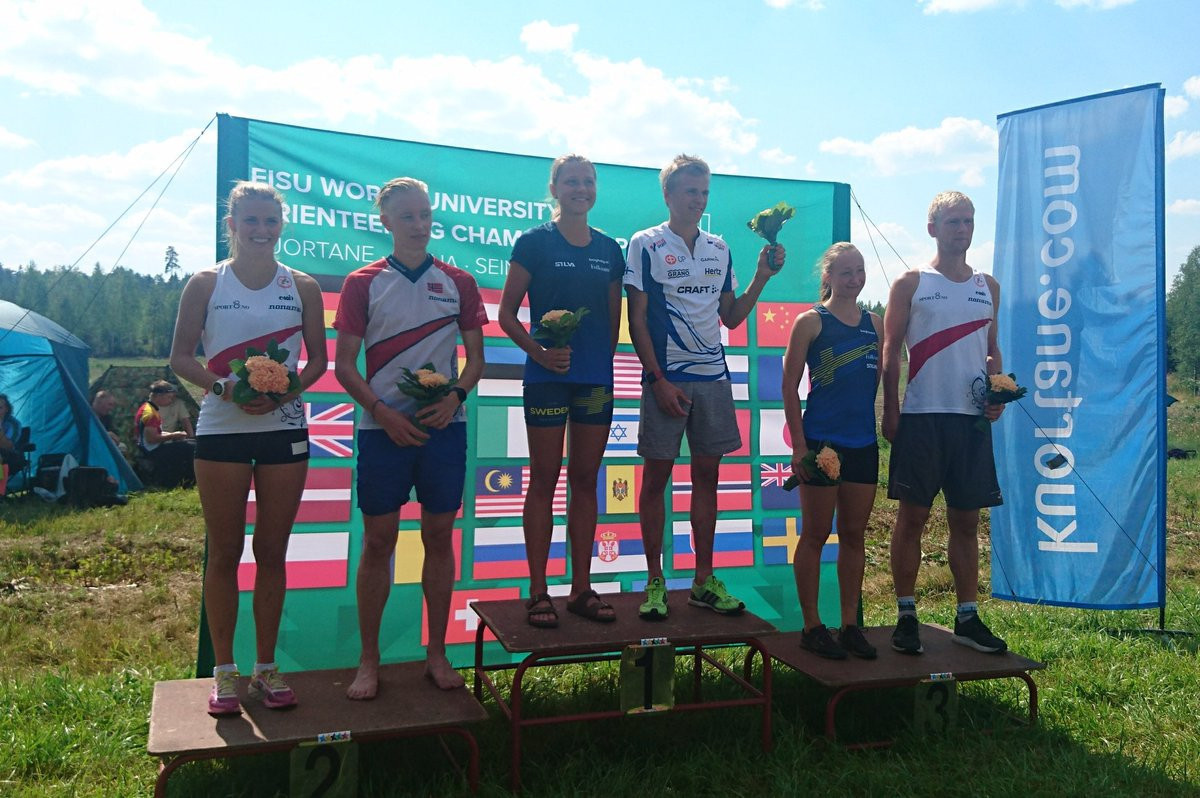 Finland's Aleksi Karppinen and Sweden’s Jens Ronnols earned middle distance titles at the World University Orienteering Championships in Kuortane ©Twitter/WUOC2018