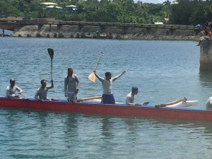 Palau and hosts Yap enjoy another fine day in va'a at Micronesian Games