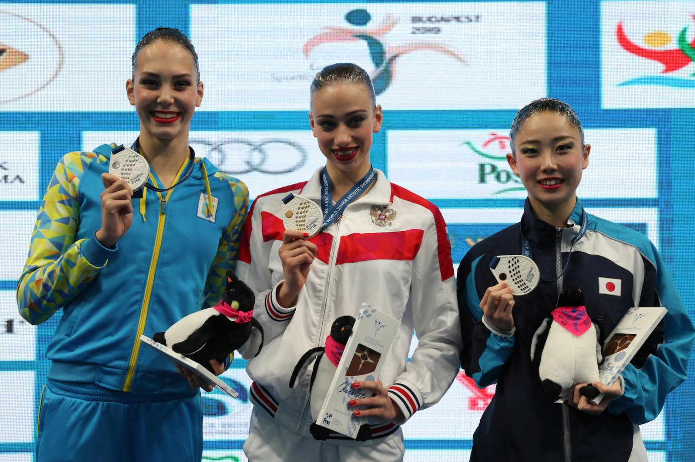 Russia's Varvara Subbotina, centre, won both golds on offer at the championships yesterday ©FINA