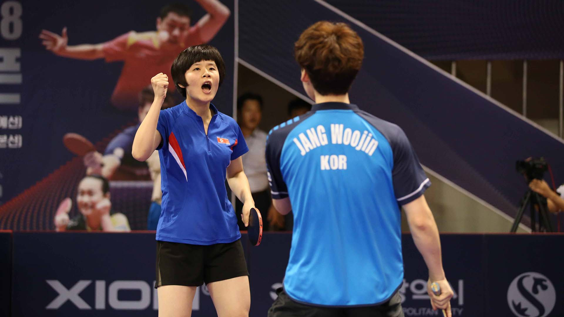The unified Korean mixed doubles team of Jang Woojin and Cha Hyo Sim are into the final at the ITTF Korea Open ©An Sungho