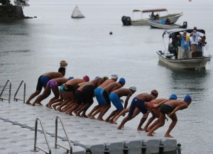 Open water swimming action continued today at the Micronesian Games in Yap ©Micronesian Games