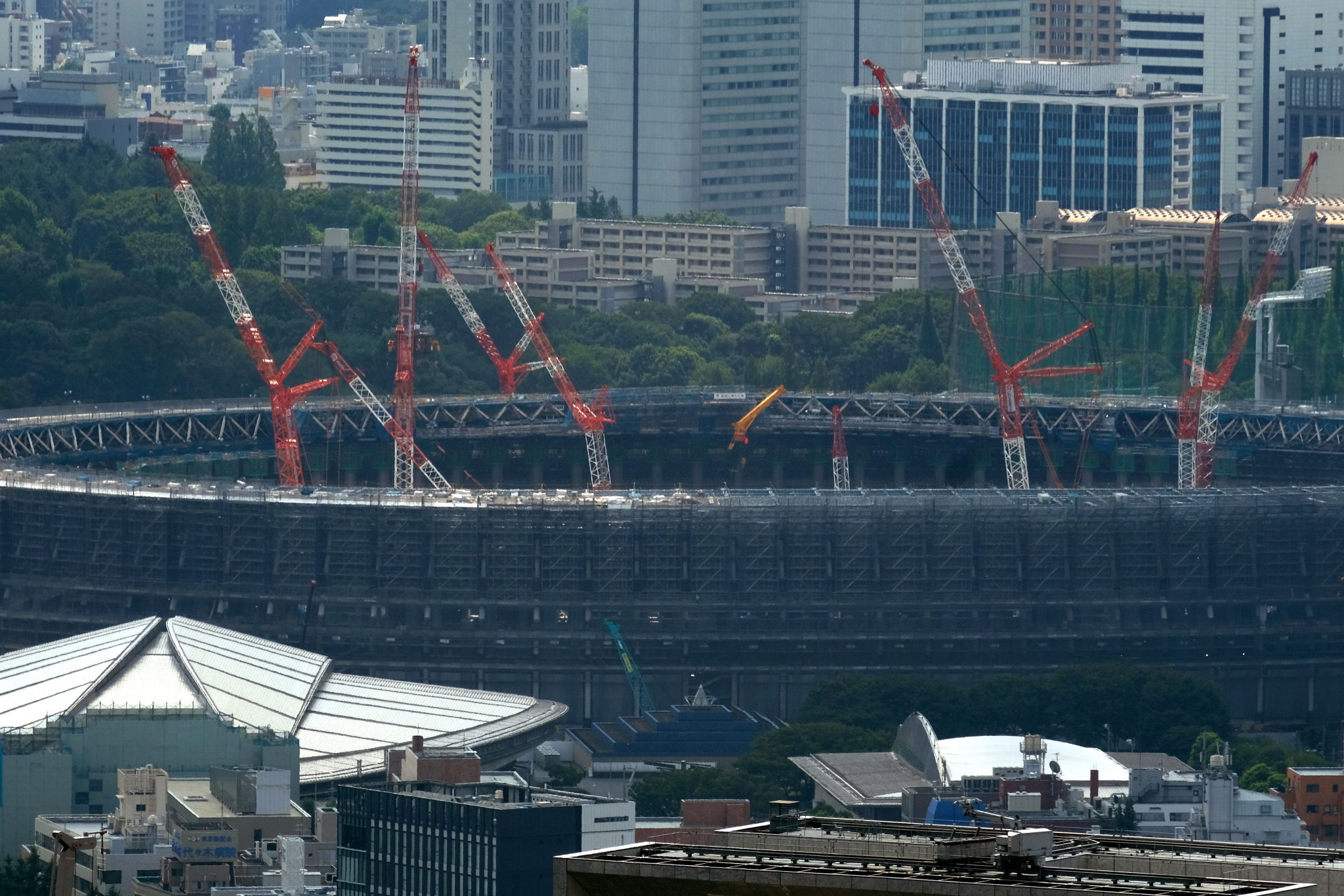 The Tokyo 2020 Olympic Stadium is believed to be nearly halfway to completion ©Getty Images