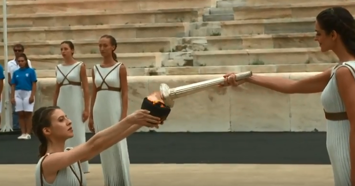 Shortened ceremony held in respect to Greek wildfire victims as Buenos Aires 2018 flame lit in Athens
