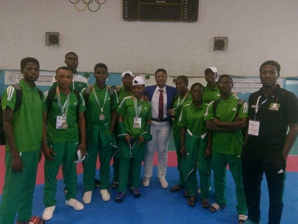 Nigeria's taekwondo team at the African Youth Games ©NTF