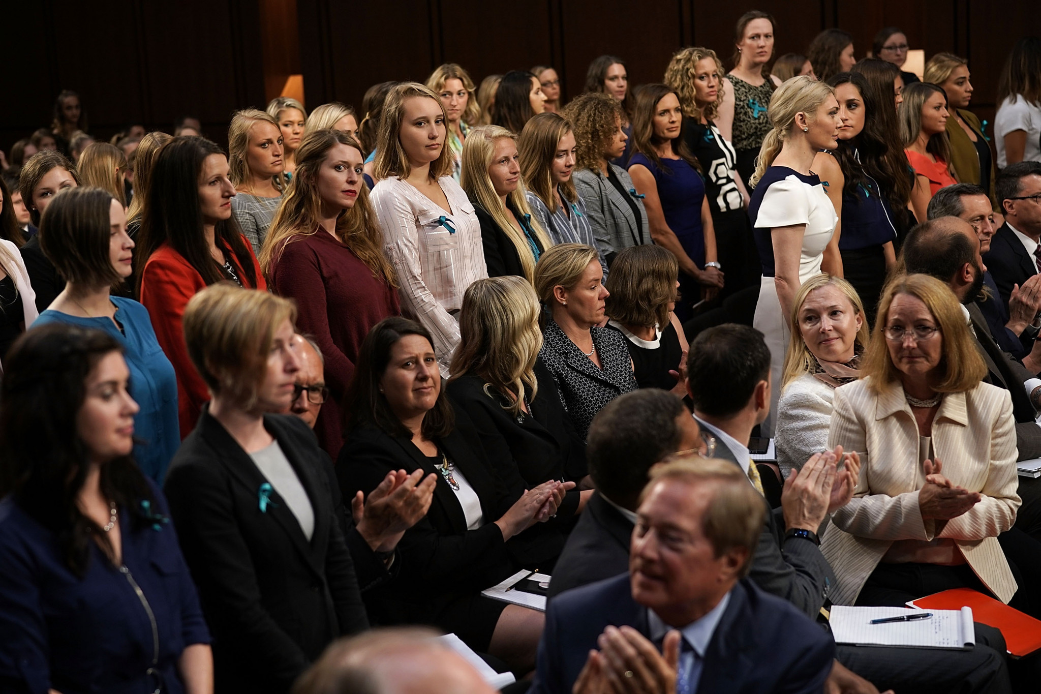 Survivors of Larry Nassar's abuse were asked to stand at one point during the hearing ©Getty Images