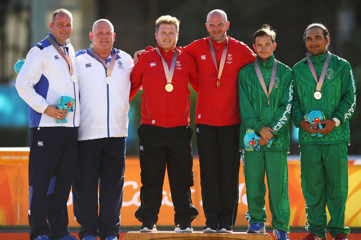Lawn bowlers Taiki Paniani and Aidan Zittersteijn, right, made history at Gold Coast 2018 last month when they won the Cook Islands first Commonwealth Games medal with a bronze in the men's pairs ©Twitter