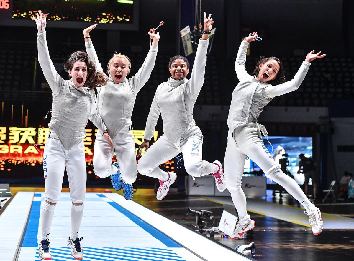 The United States' have won their first gold medal in the women's team foil at the FIE World Championships in Wuxi ©Twitter/FIE