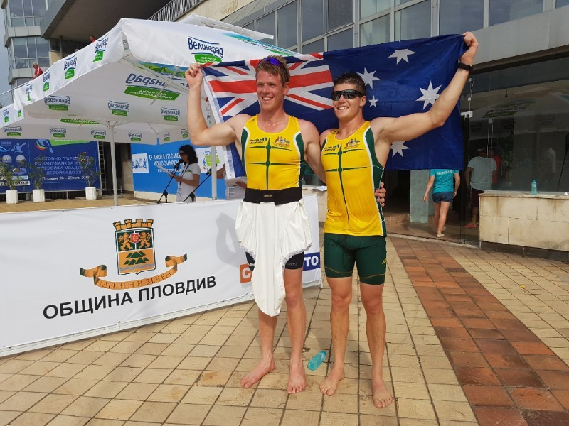 Joel McKitterick and Thomas Green dominated the men's under-23 K2 1,000m to seal Australia's only gold today ©ICF