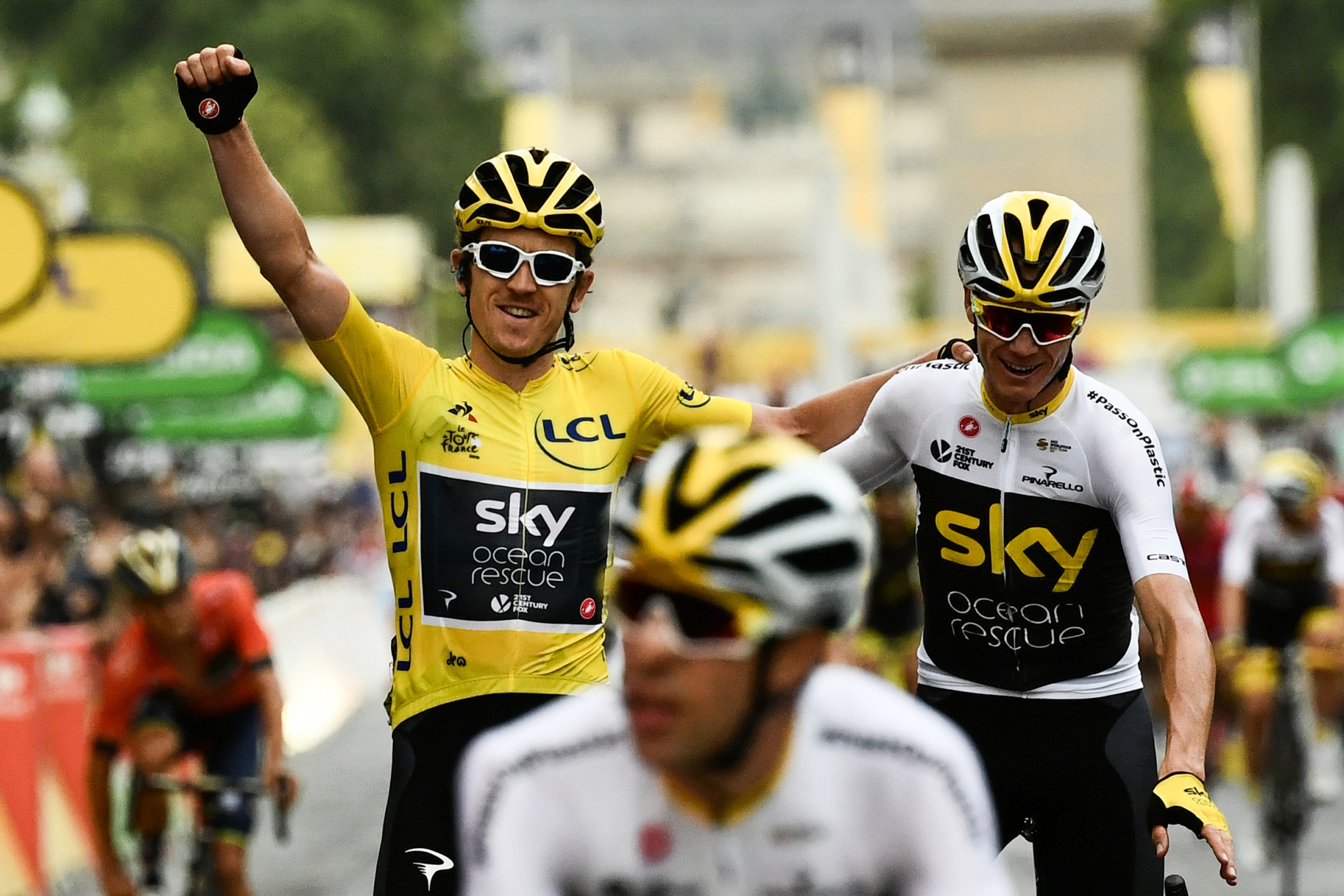 Geraint Thomas  has become the third British rider in seven years to win the Tour de France after finishing the final stage in Paris alongside teammate Chris Froome today ©Getty Images