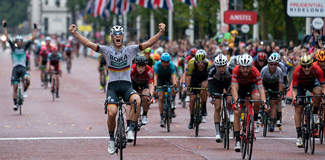 Pascal Ackerman won the RideLondon Classic today by just one second despite a fall earlier in the race ©RideLondon