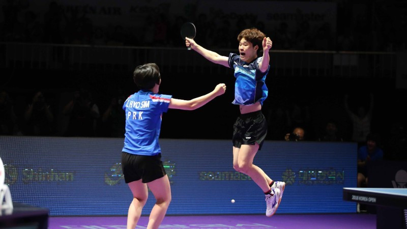 Jang Woojin and Cha Hyo Sim won gold together at the Korea Open table tennis event in Daejeon ©ITTF