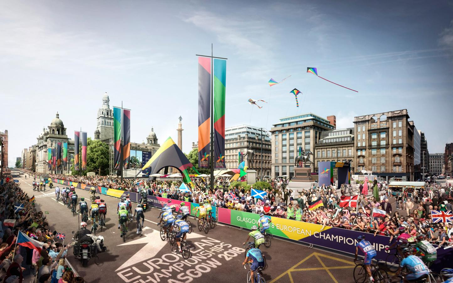 The men's and women's cycling road races will pass through George Square ©Glasgow 2018