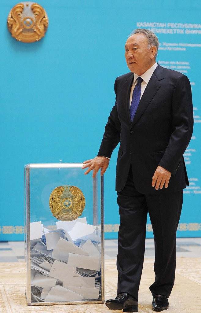 Nursultan Nazarbayev casting his vote en route to his landslide Presidential victory ©AFP/Getty Images