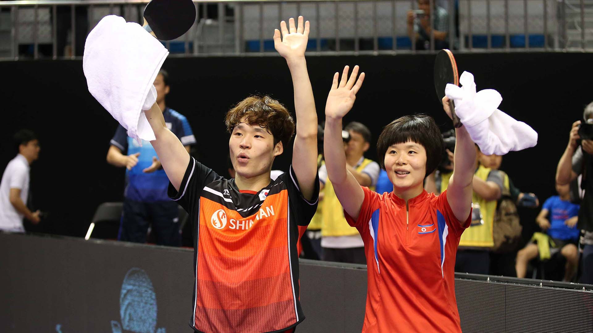 Jang Woojin and Cha Hyo Sim recently became the first joint Korean table tennis pair to win gold at an International Table Tennis Federation World Tour event, when they won the mixed doubles at the Korea Open ©ITTF
