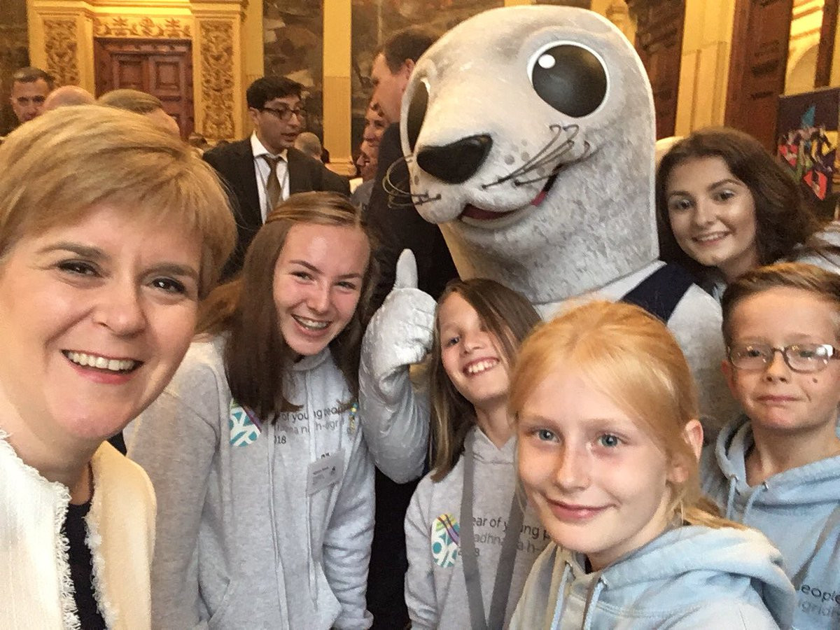 As well as First Minister of Scotland Nicola Sturgeon, left, and the Year of Young People ambassadors ©Bonnie The Seal/Twitter