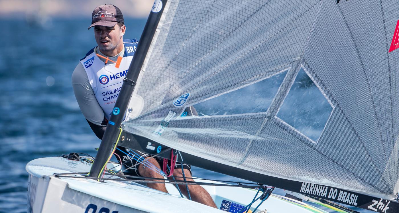 Brazil's Jorge Zarif, favourite in the Finn class, won his opening race at the Sailing World Championships in Aarhus ©Getty Images  