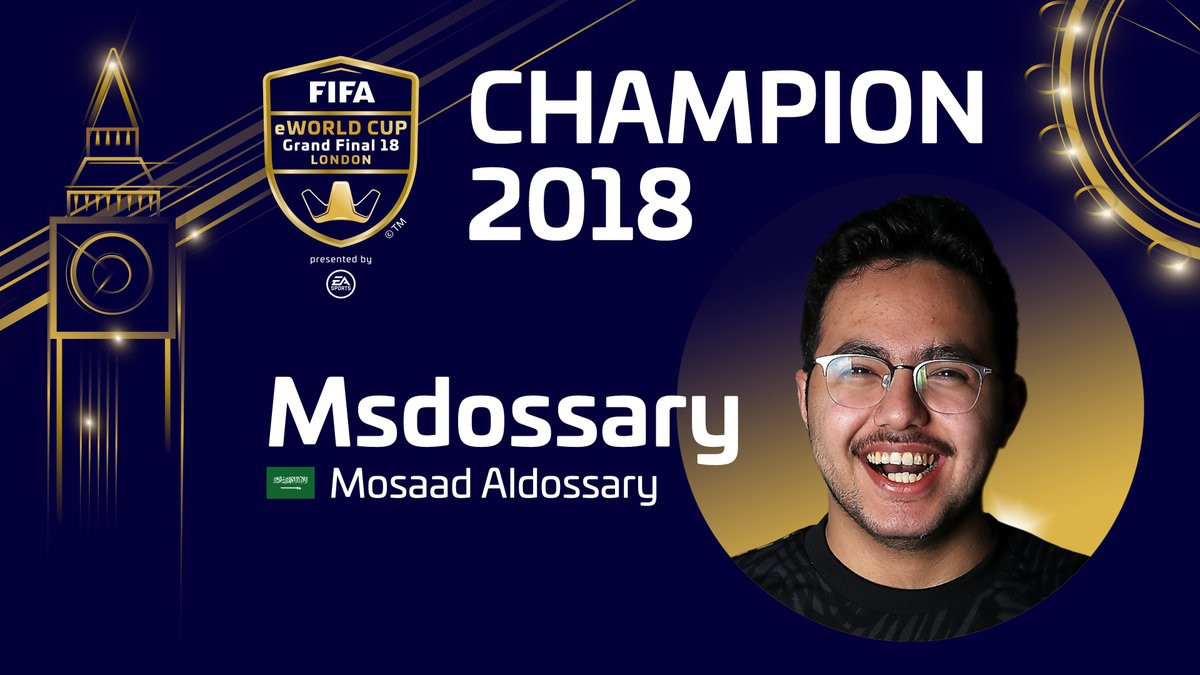 Mossad Aldossary won $250,000 for lifting the FIFA eWorld Cup in London today ©FIFA