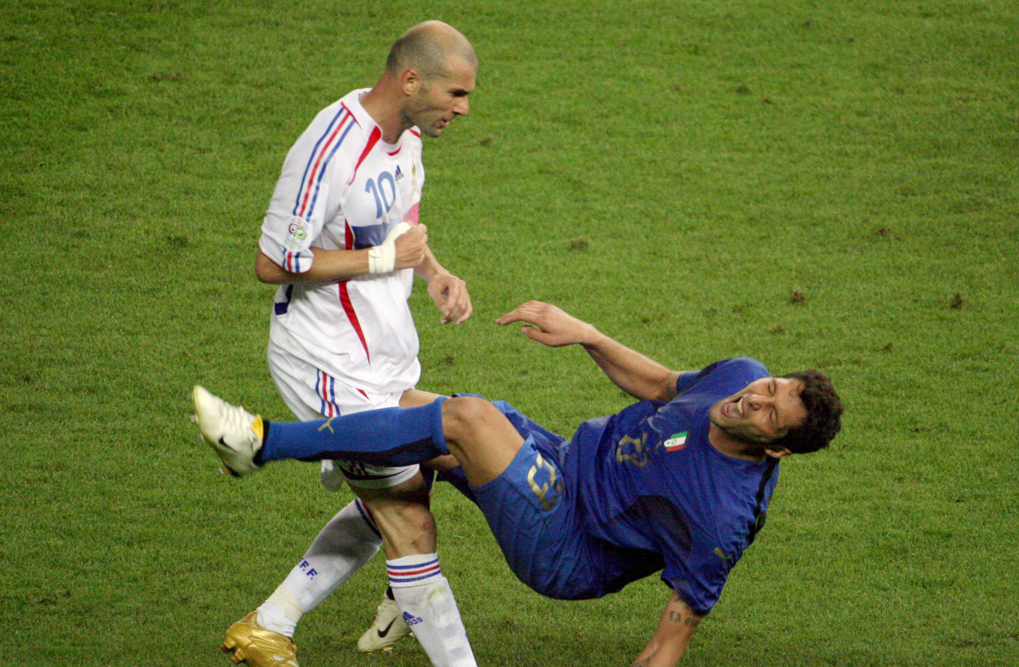 Zinedine Zidane's infamous headbutt at the Olympic Stadium in the 2006 World Cup Final ©Getty Images  