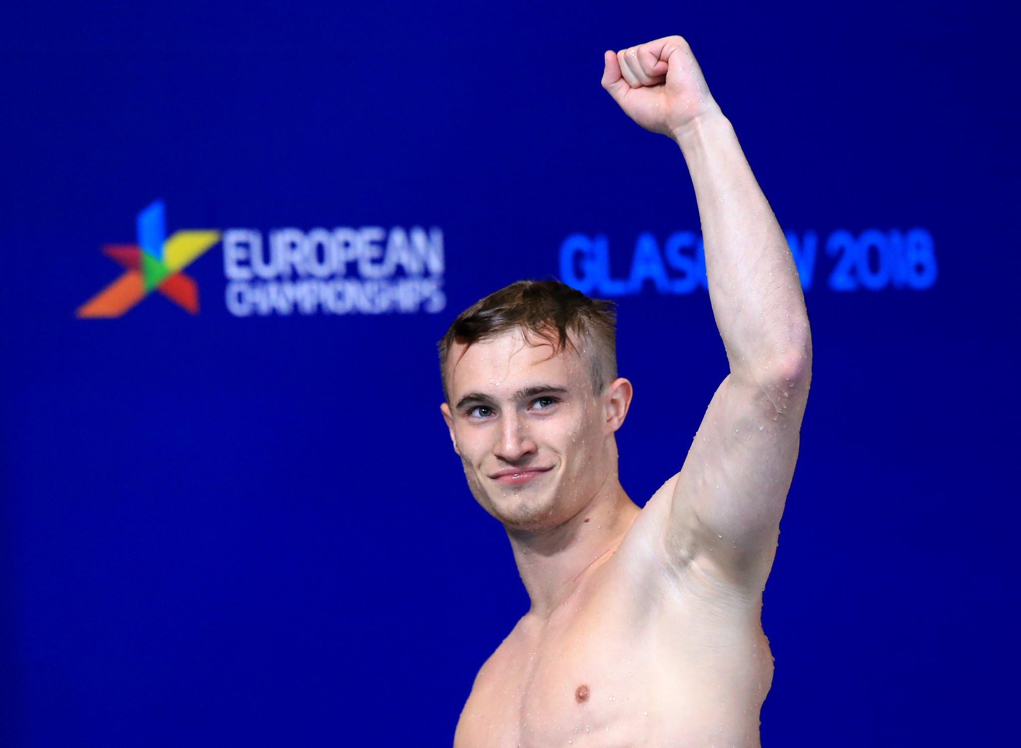 The Olympic champion in the synchronised 3m springboard event Jack Laugher then won gold in the second diving final of the day, the 1m springboard final, with a score of 414.60 ©Getty Images