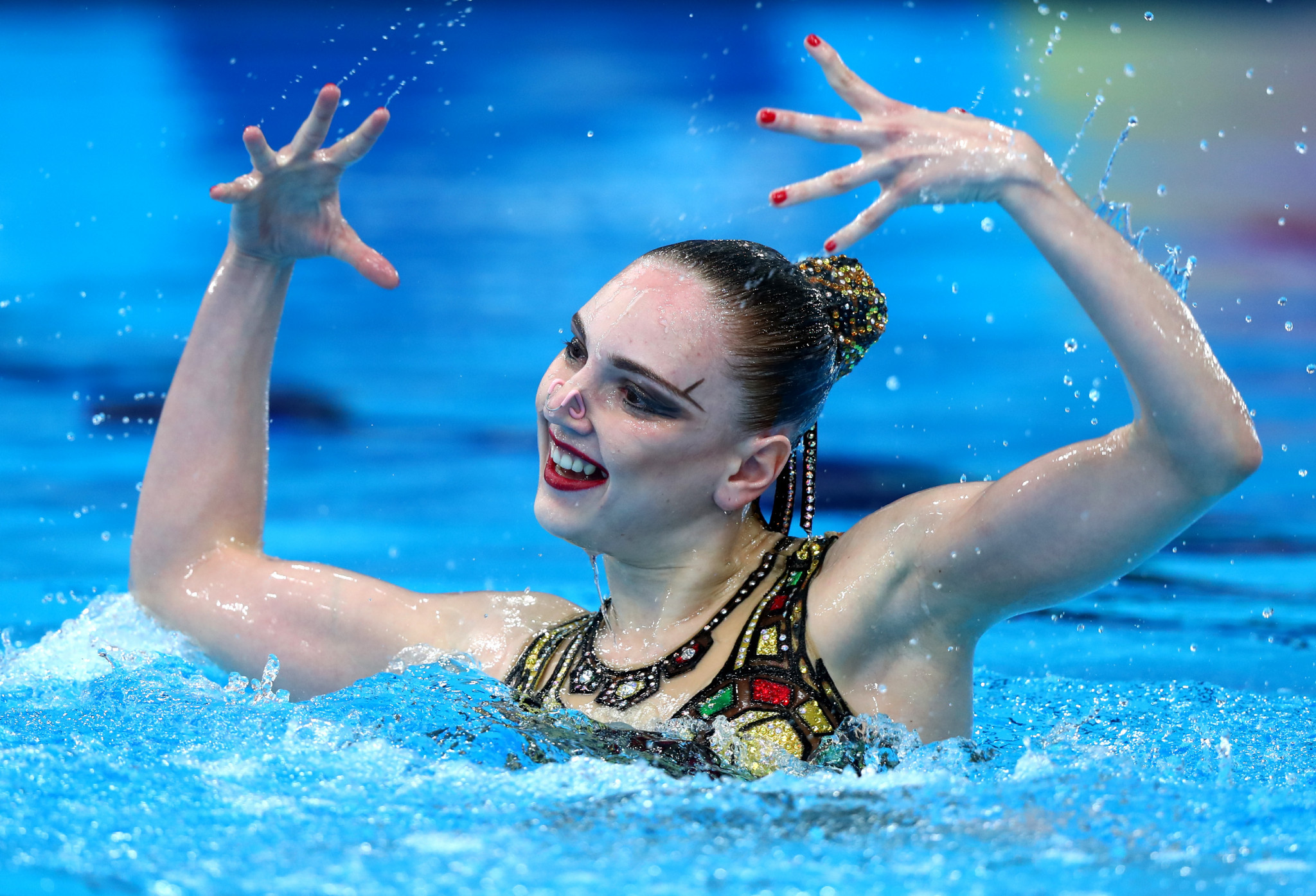 Svetlana Kolesnichenko won her third and fourth and Russia's sixth and seventh golds in artistic swimming. It means Russia will leave Glasgow with seven out of a possible eight artistic swimming titles ©Getty Images