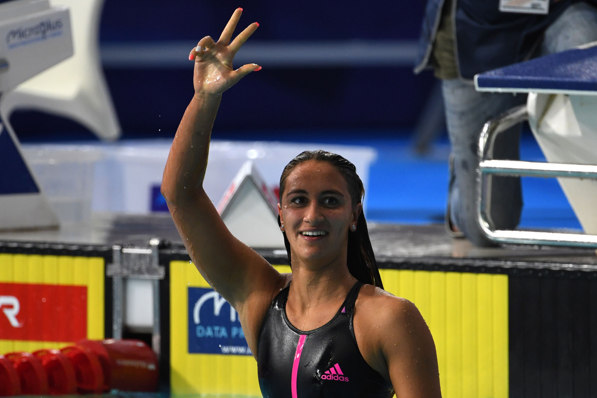 Simona Quadarella was one of three Italian swimming gold medallists today, completing a hat-trick of victories by winning the women's 400m freestyle final ©Getty Images