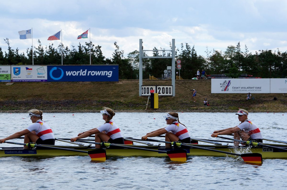 Germany's women's quadruple sculls team booked their place in the final in style ©Twitter