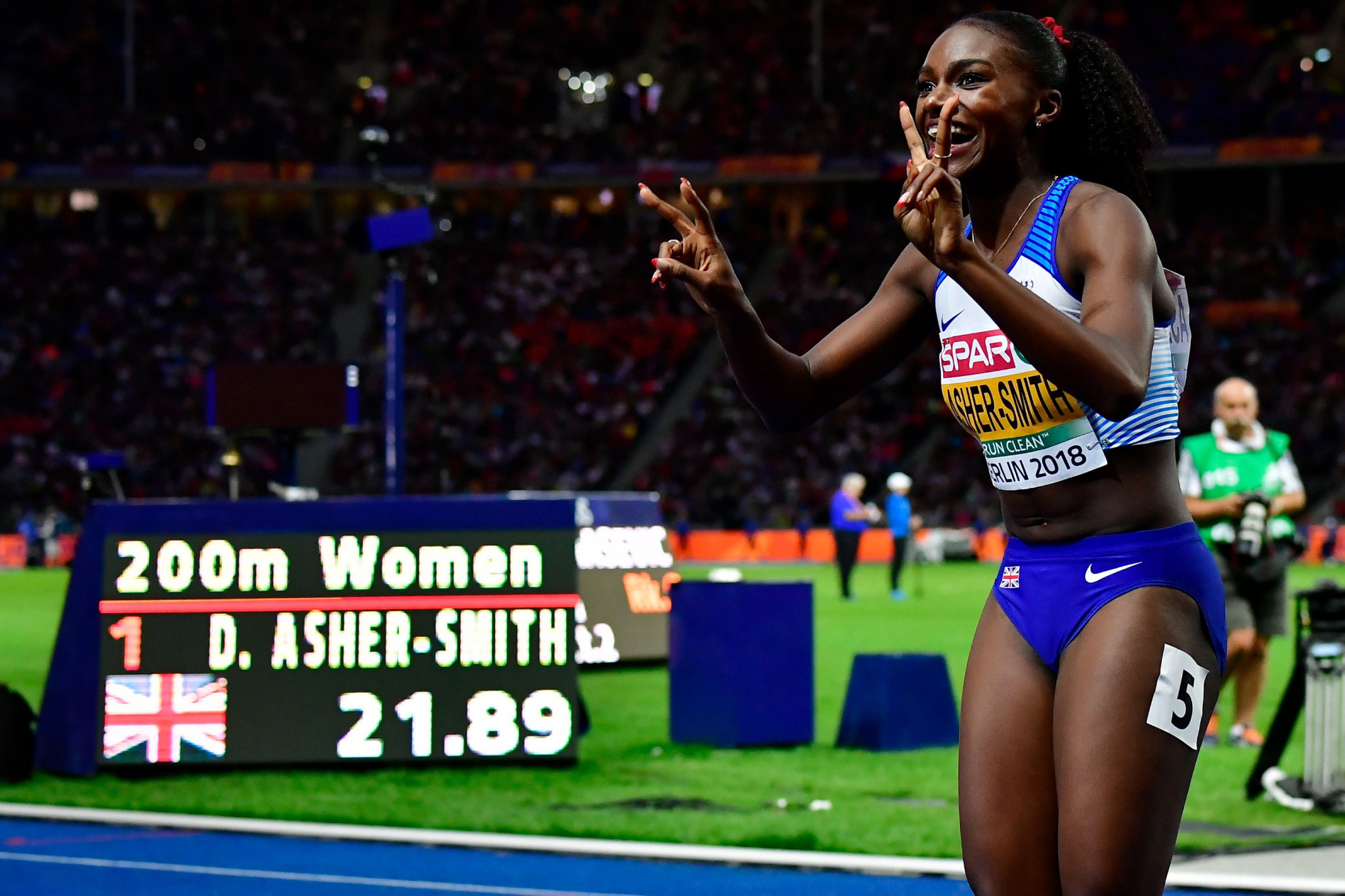 Over in Berlin at the European Athletics Championships, Britain's Dina Asher-Smith completed the women's sprint double by winning the 200m in 21.89sec - the fastest time in the world this year ©Getty Images