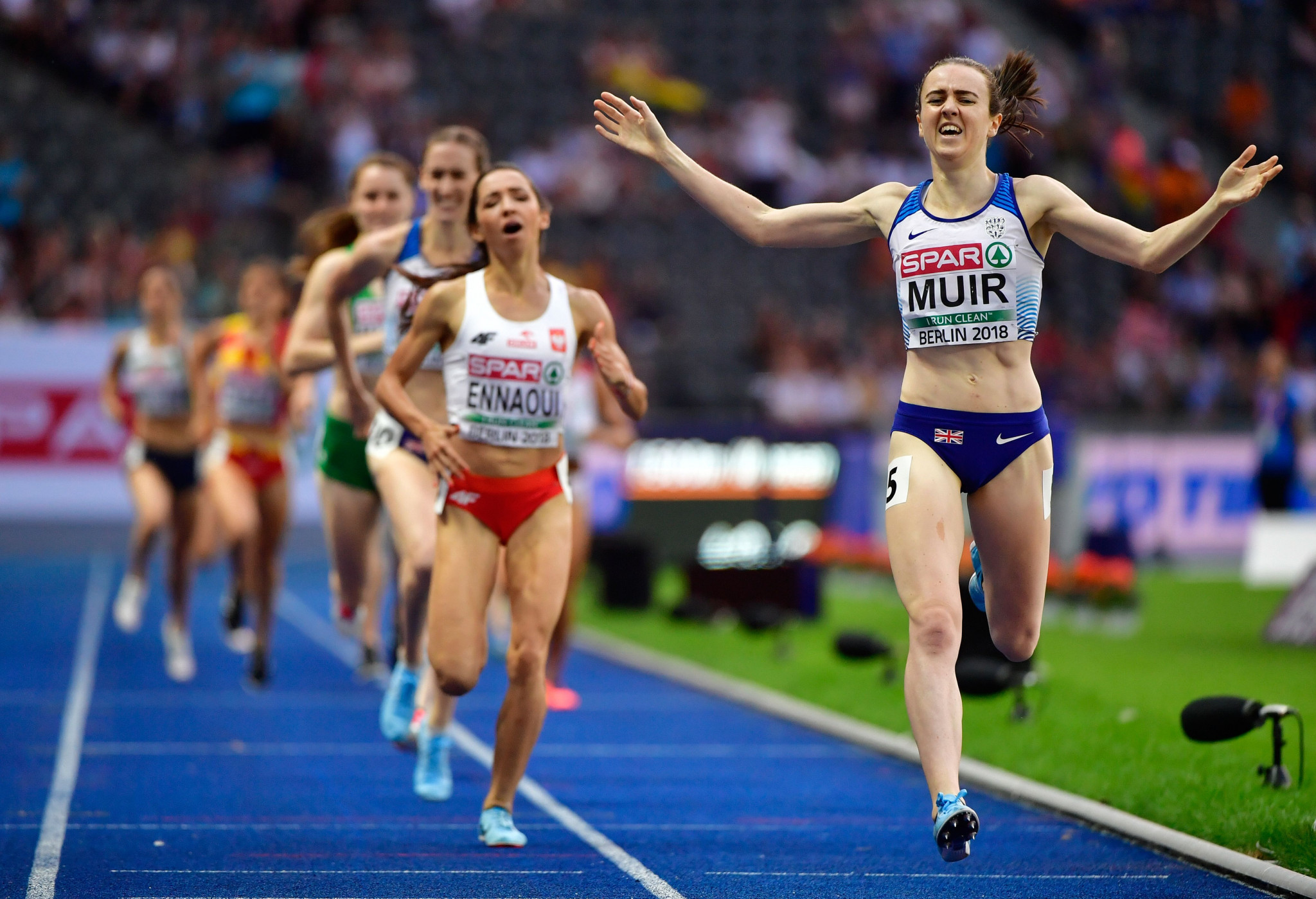 Great Britain's Laura Muir was among the winners on the final night of athletics in Berlin, crossing the line first in the women's 1,500m final ©Getty Images