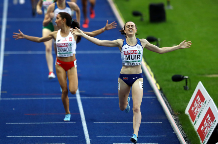  Laura Muir's victory in the women's 1500m was one of three golds on the night for a British team that finished top of the medals table at Berlin 2018 ©Getty Images  