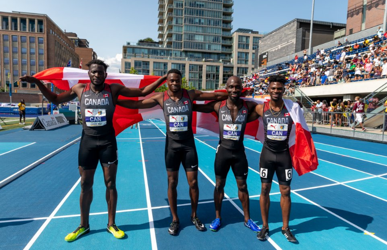 Canada claimed victory in the men's 4x100m relay ©Team Canada/Twitter