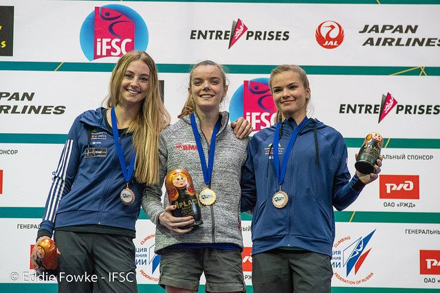 Hannah Slaney qualified second in the women's junior event, having won gold in the bouldering on Saturday ©IFSC