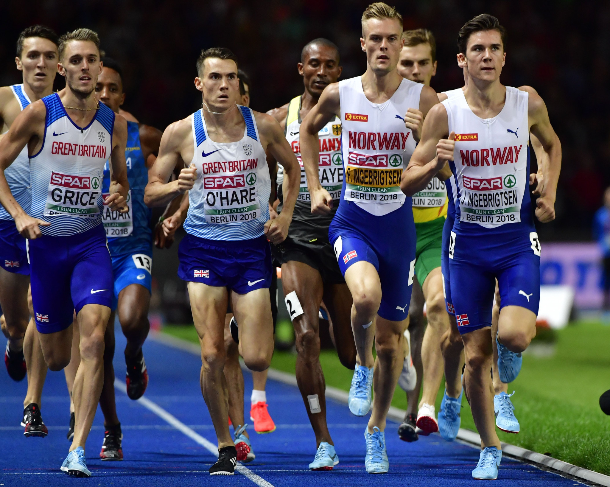 Norwegian broadcaster NRK achieved an 80 per cent market share for the conclusion of the European Athletics Championships men's 1,500m in Berlin, won by 17-year-old Jakob Ingegebrigtsen, right ©Getty Images  