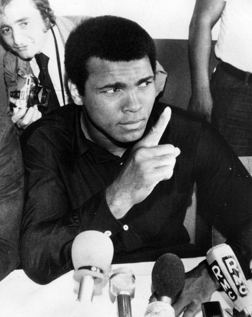 Muhammad Ali pictured at a 1974 press conference ahead of his 